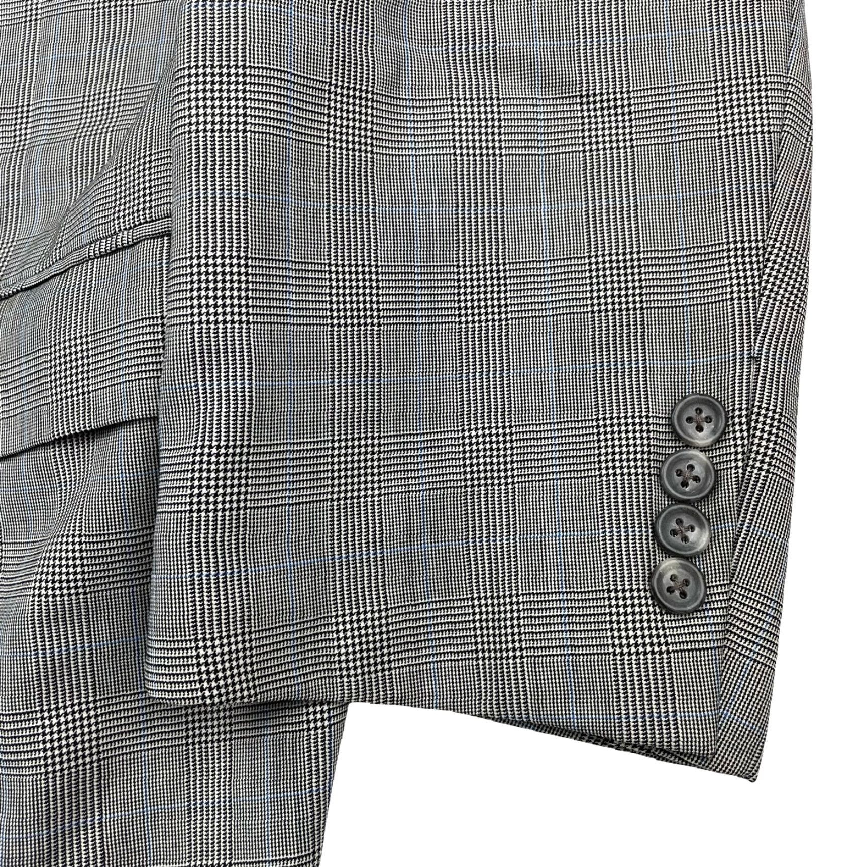 Vintage Hickey Freeman Blazer Jacket Men Two Button 48 Regular Wool Plaid Gray/Blue Boardroom Notch Lapel Mens Size 48R - 4 Thumbnail