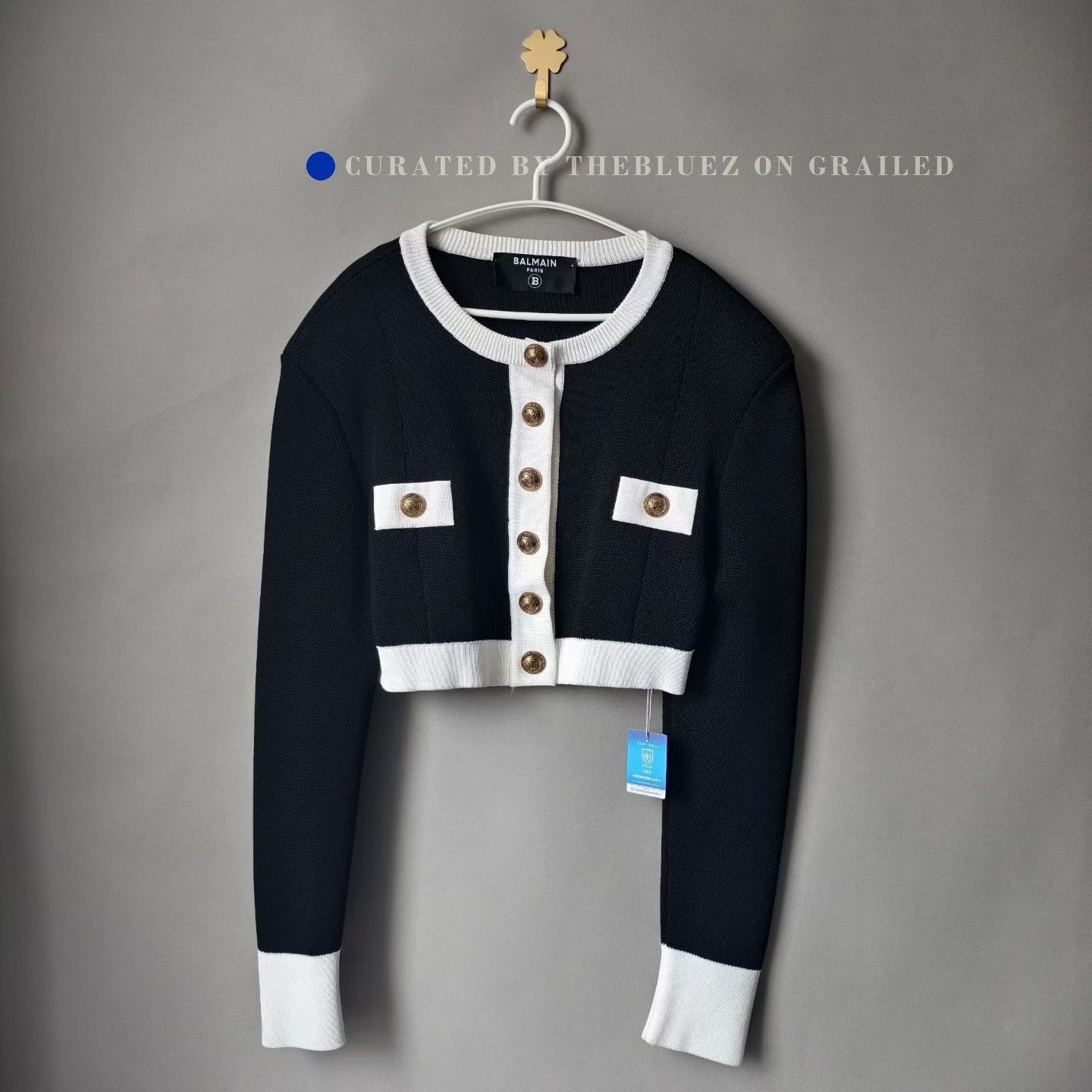 Balmain BALMAIN Gold Button Black White Short Cardigan Size S / US 4 / IT 40 - 1 Thumbnail