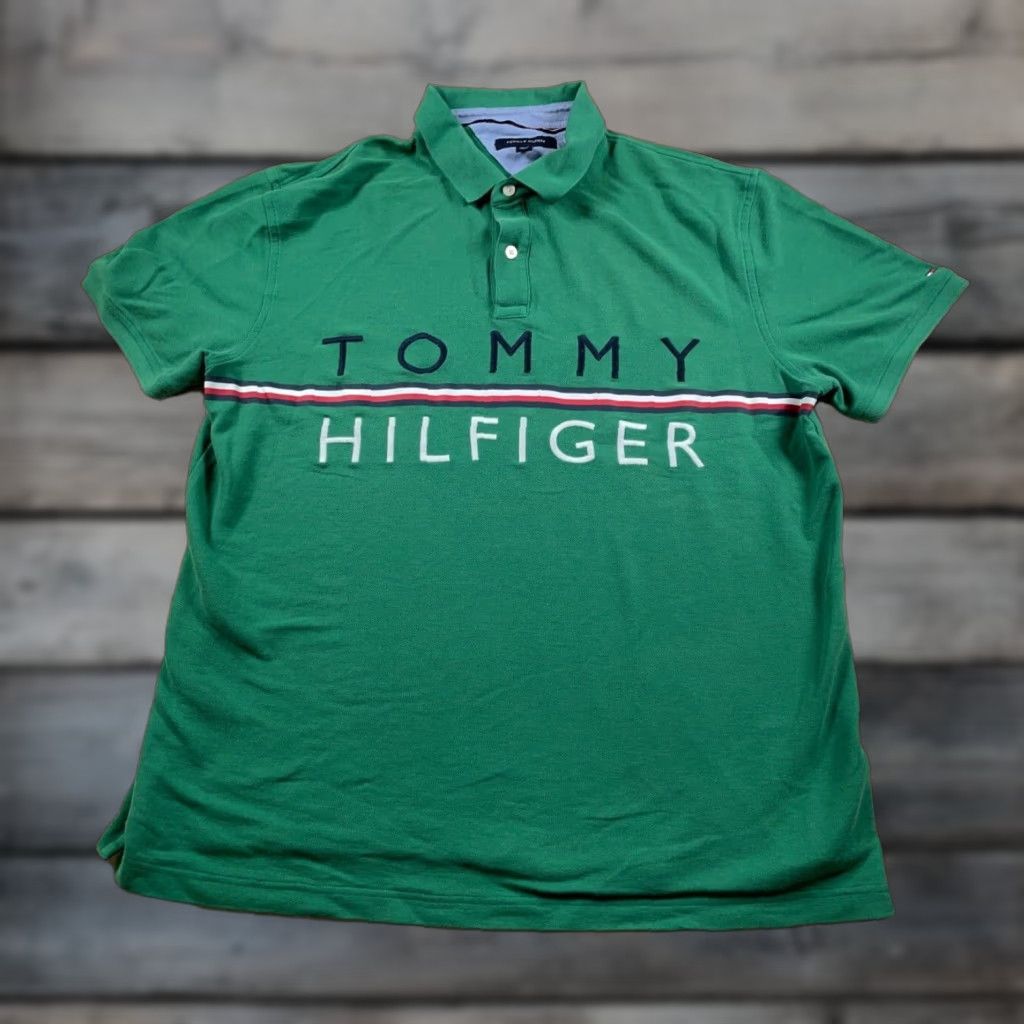 Tommy Hilfiger Tommy Hilfiger Polo Shirt Adult XL Green Embroidered Casual 90s Preppy Mens Short Sleeve Collared Polo Shirt Size US XL / EU 56 / 4 - 1 Thumbnail