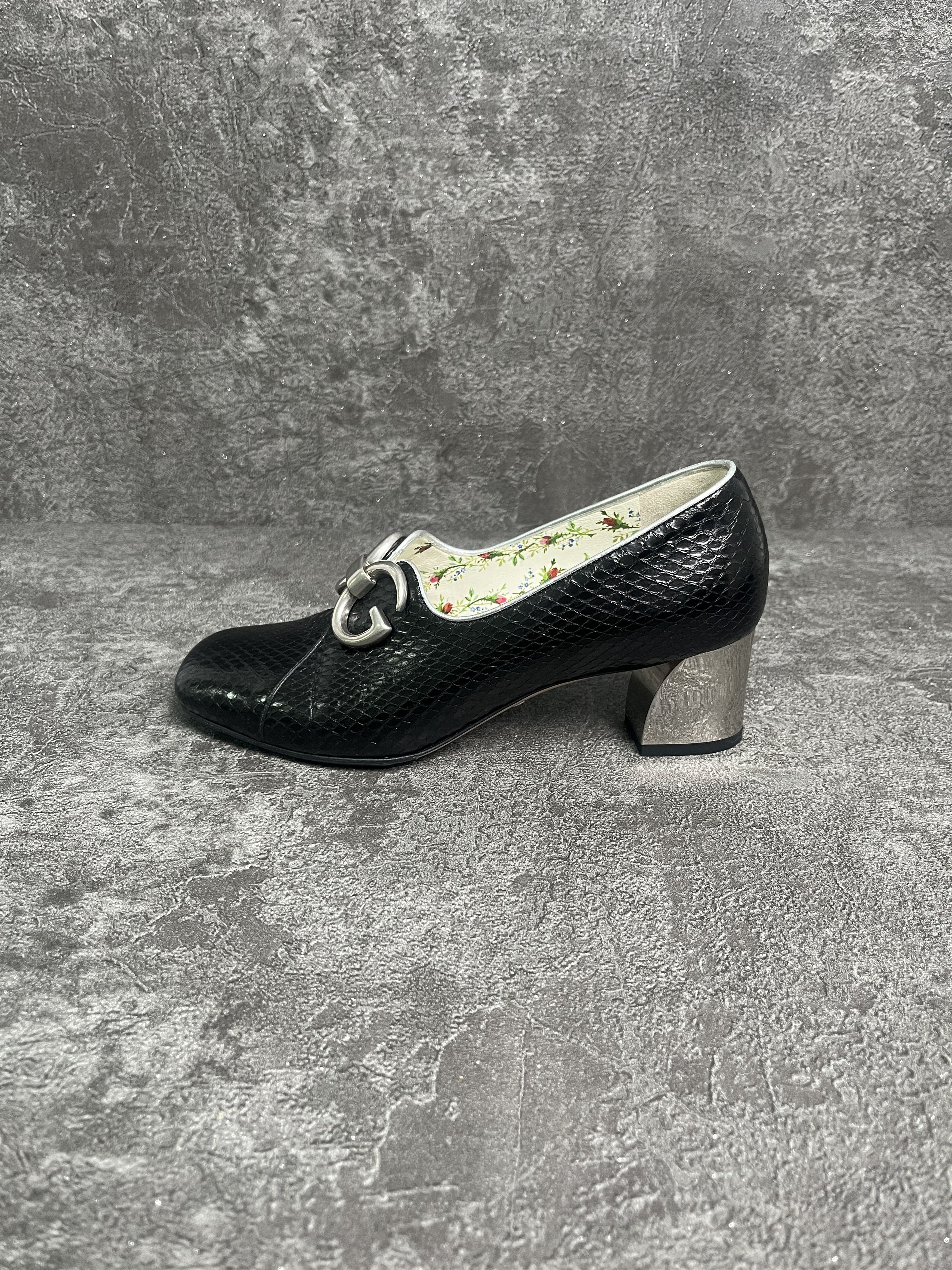 Gucci Gucci Black GG Biba Snakeskin Pumps Size US 6 / IT 36 - 2 Thumbnail
