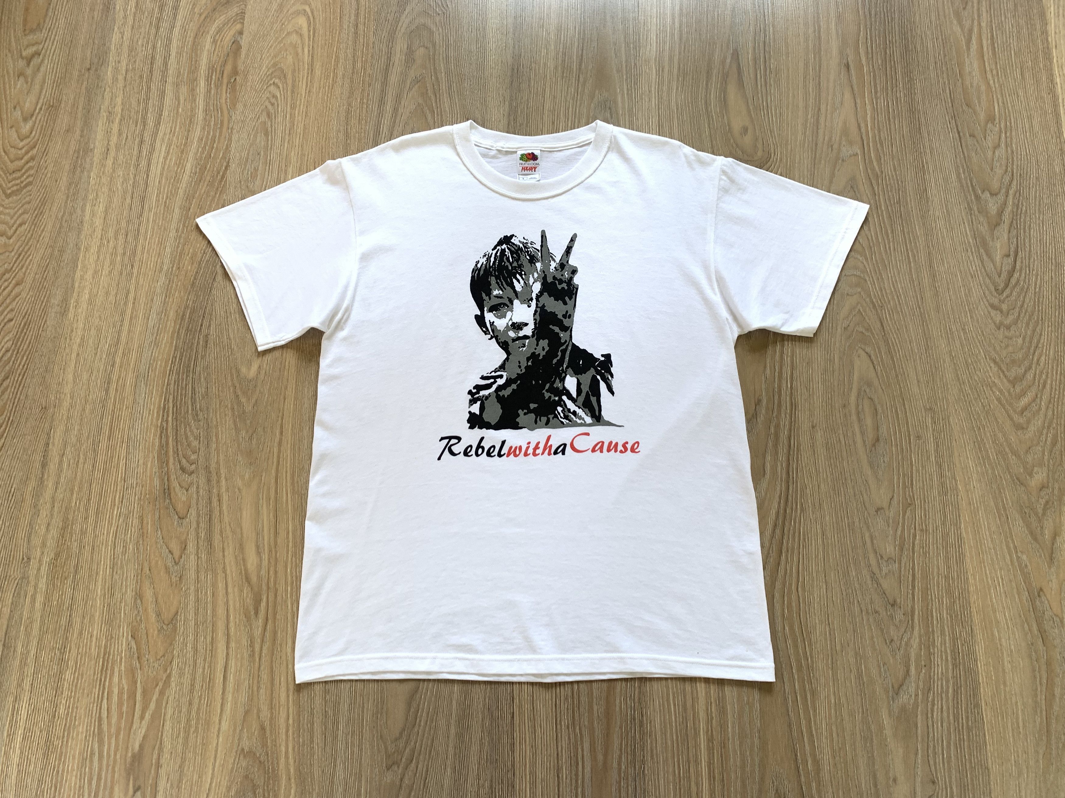 Fruit Of The Loom Rare Rebel Without A Cause Vintage Printed T Shirt Size US L / EU 52-54 / 3 - 2 Thumbnail