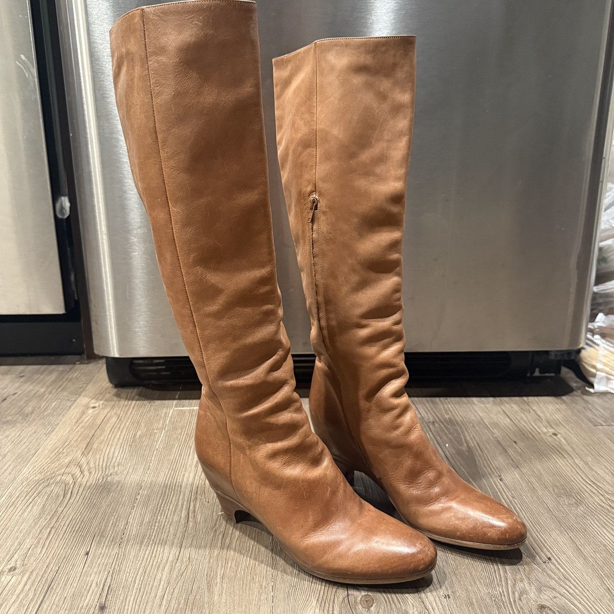 Maison Margiela Maison Margiela Leather Ankle Boots Knee High Low Heel 39.5 Size US 9.5 / IT 39.5 - 1 Thumbnail