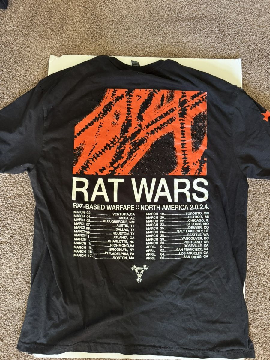 Gildan health "rat based warfare" 2024 tour t shirt - black Size US XL / EU 56 / 4 - 2 Thumbnail
