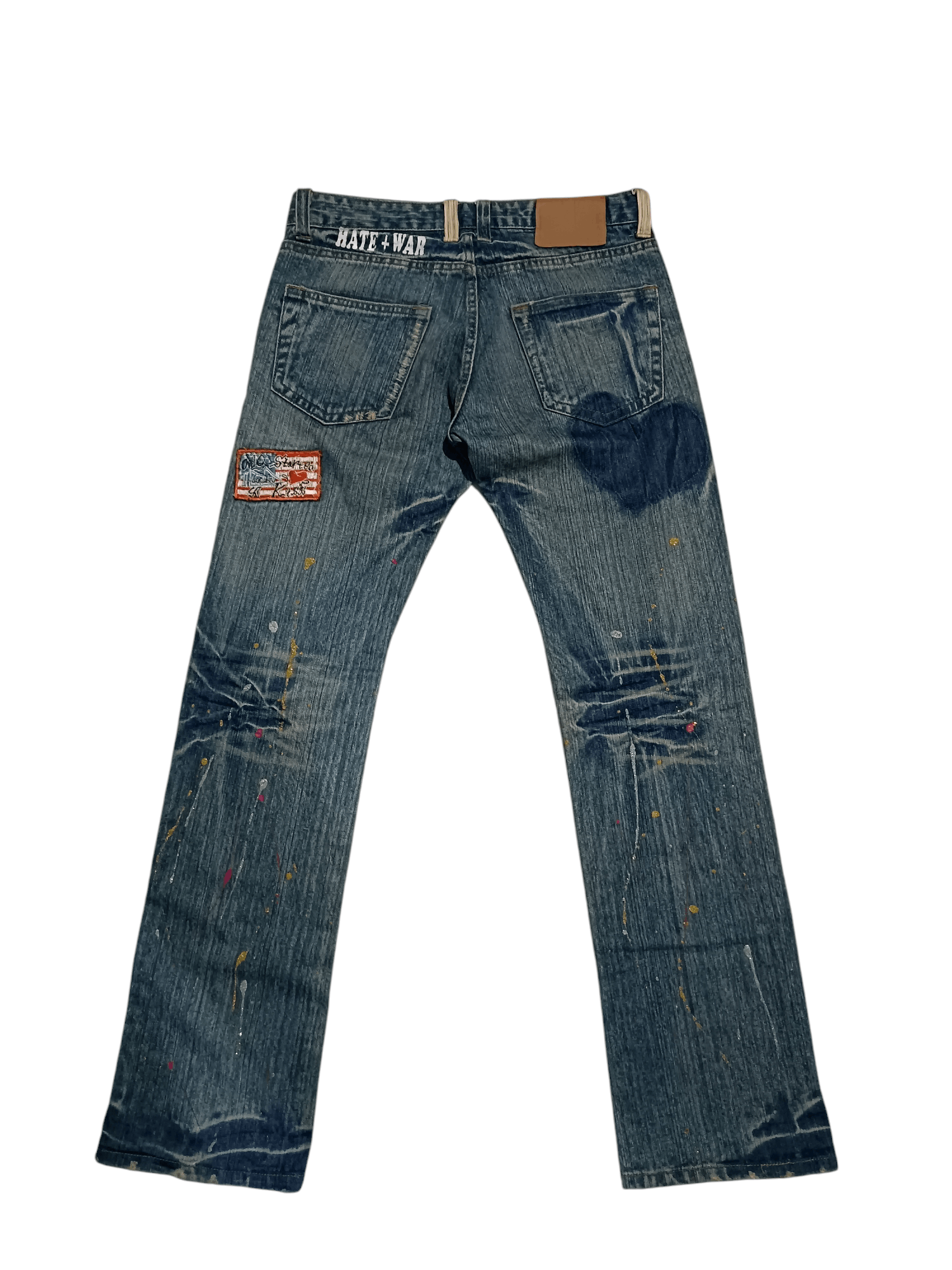 Japanese Brand × Vintage Distressed Denim Jeans Glitter Paint Hate War Size US 31 - 11 Thumbnail