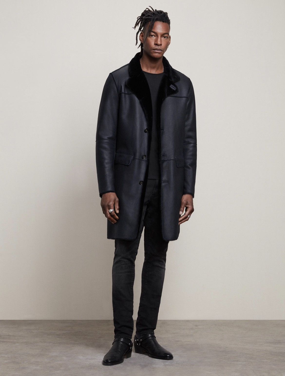 John Varvatos Asymmetrical Shearling Coat. 46 Size US S / EU 44-46 / 1 - 2 Thumbnail