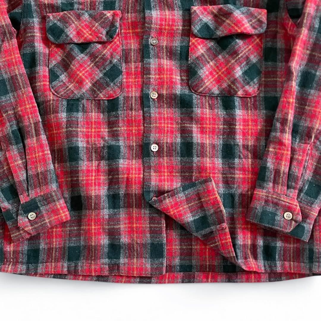 Sugar Cane Vintage Style Eyes Sugar Cane Open Collar Wool Plaid Shirt Size US M / EU 48-50 / 2 - 8 Thumbnail