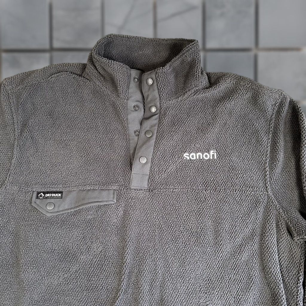 Vintage DRI DUCK Jacket Men XL Gray Sherpa Fleece Pullover Lightweight Snap Button Size US XL / EU 56 / 4 - 1 Thumbnail