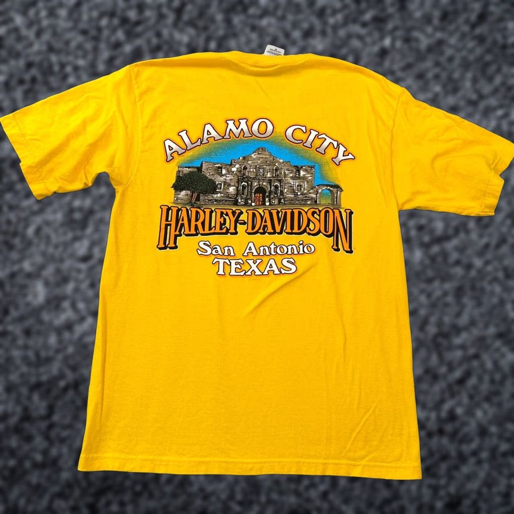 Harley Davidson Harley-Davidson T-Shirt Yellow Men's M Crew Neck Short Sleeve Graphic Print Alamo City Size US M / EU 48-50 / 2 - 1 Thumbnail