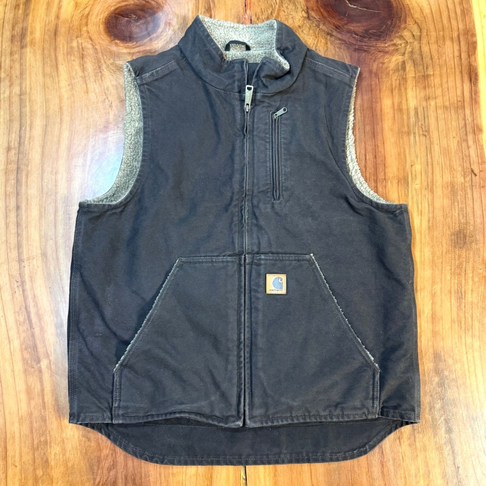 Carhartt Carhartt Vest Fleece Lined Zip Work Outdoor Medium Brown Canvas Western Logo Mens V33 JJ21 Size US M / EU 48-50 / 2 - 2 Thumbnail