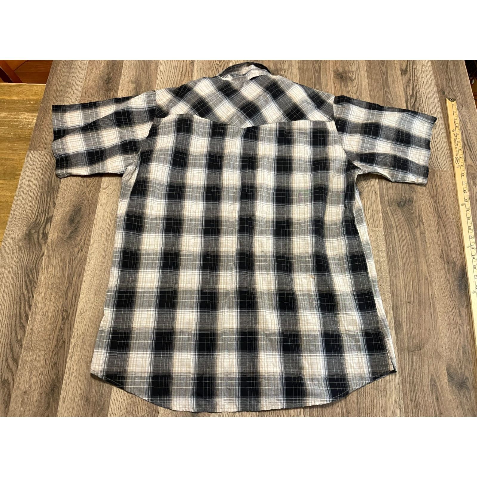 Vintage Workn'Sport Shirt Men's XL Tall Black Plaid Button-Up Short Sleeve Shirt Size US XL / EU 56 / 4 - 2 Thumbnail