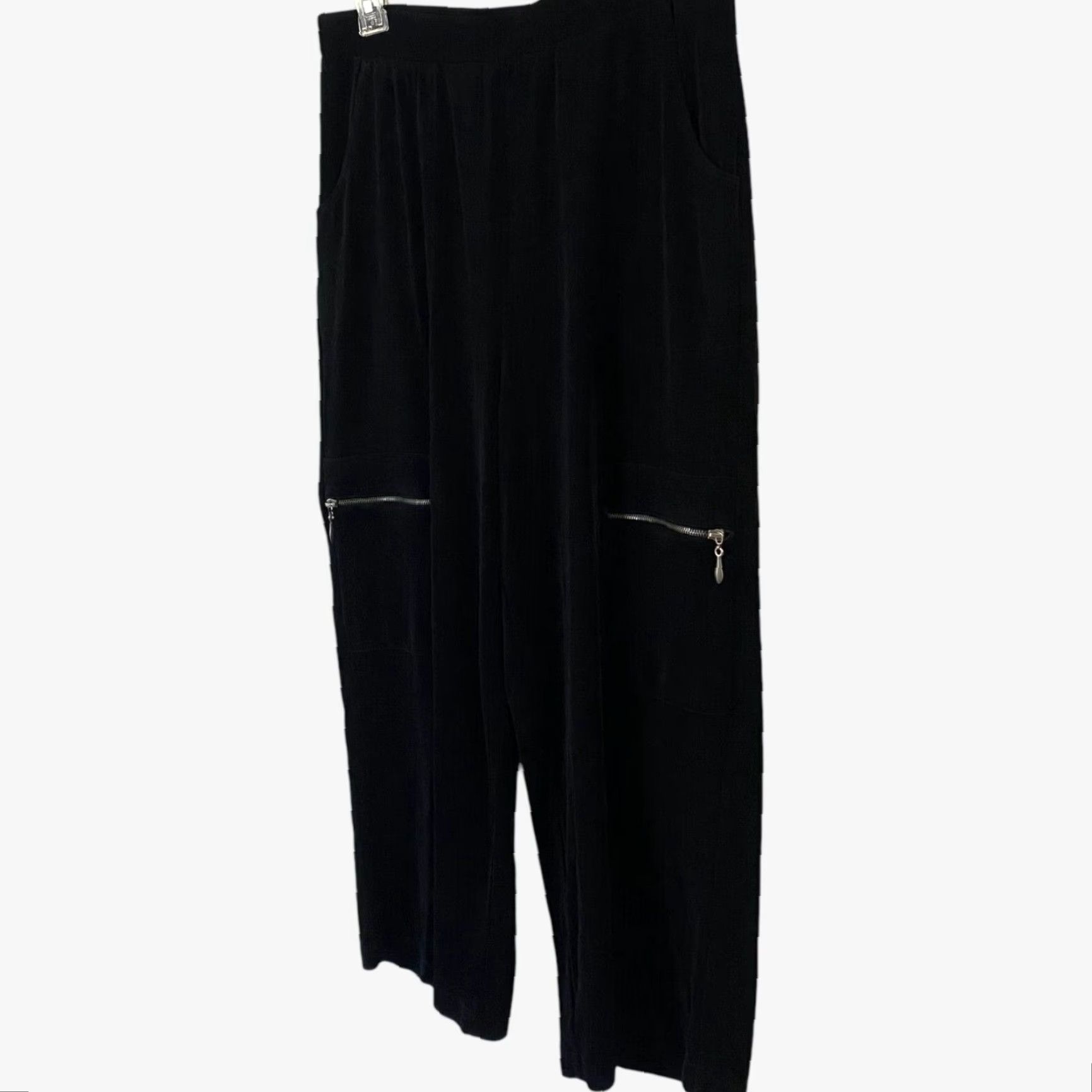 Vintage CHICO'S Travelers Comfort Fit Wide-Leg Pants Black Cropped Stretch Zip Pockets Womens 2 Beach Size 26" / US 2 / IT 38 - 2 Thumbnail
