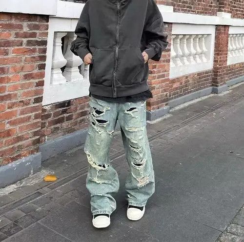 VIBE Vintage ripped double-layer fabric washed rare jeans Size US 32 / EU 48 - 6 Thumbnail