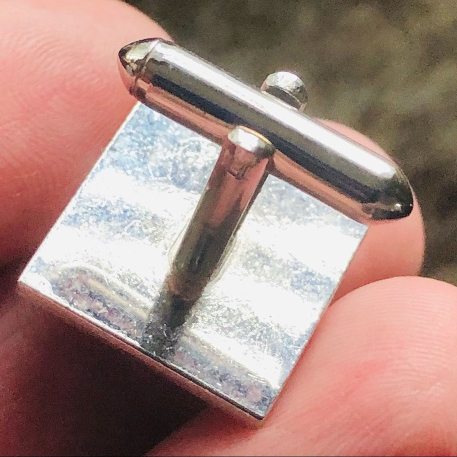 Vintage Vintage men’s brushed and shiny silver square cuff links Size ONE SIZE - 3 Thumbnail
