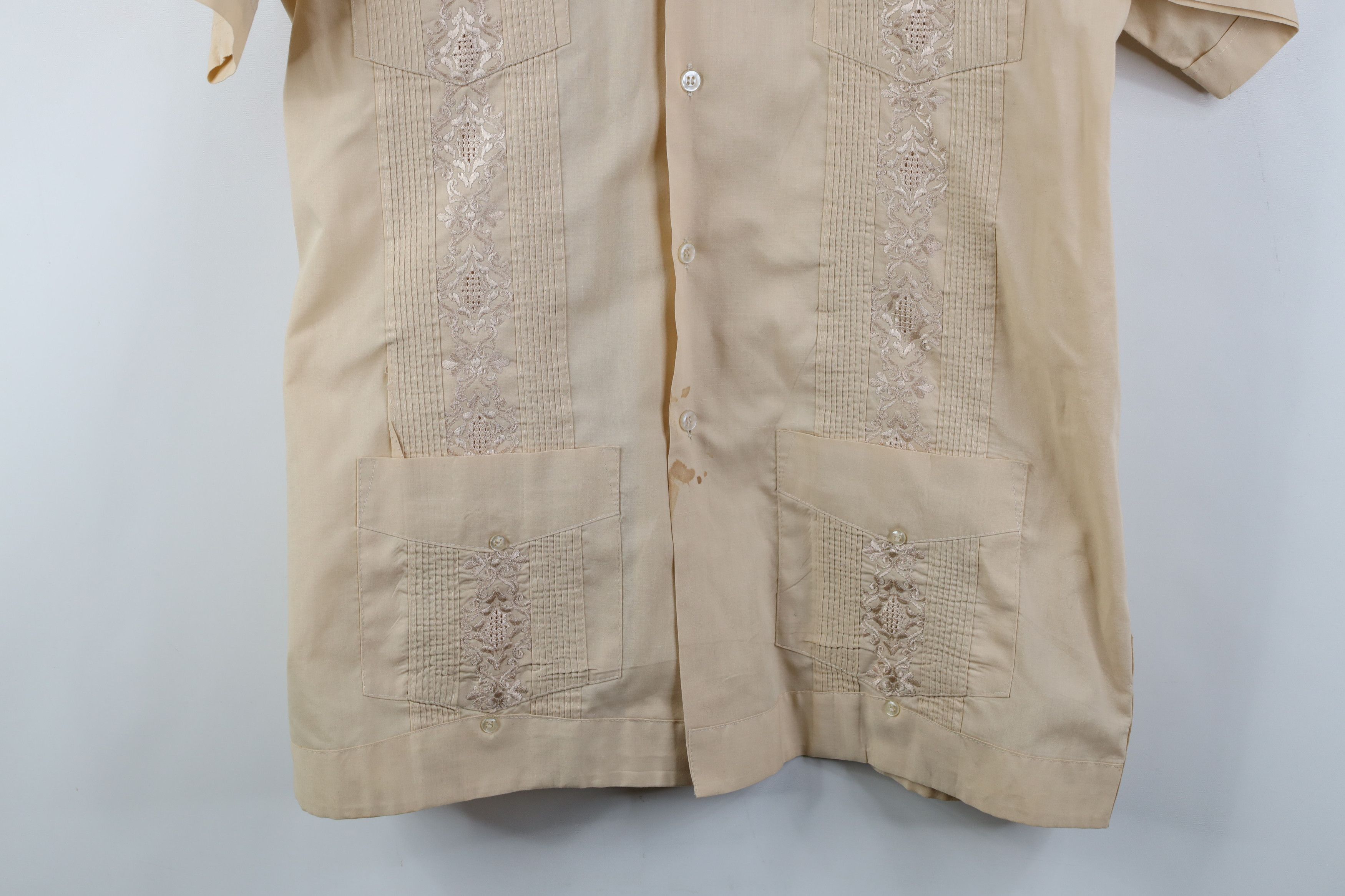 Vintage Vintage 60s 70s Rockabilly Guayabera Wedding Button Shirt Size US L / EU 52-54 / 3 - 3 Thumbnail