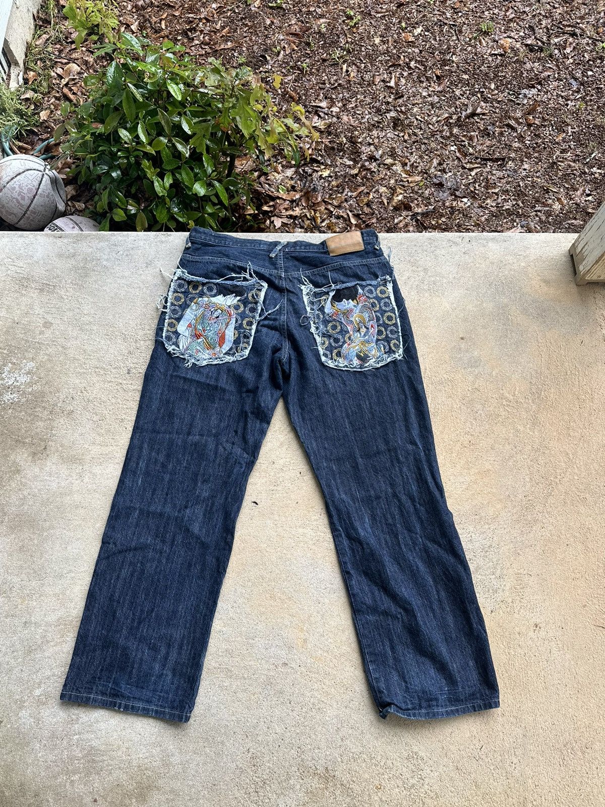 image of Vintage Y2K Kanji Premium Jeans in Blue, Men's (Size 38)