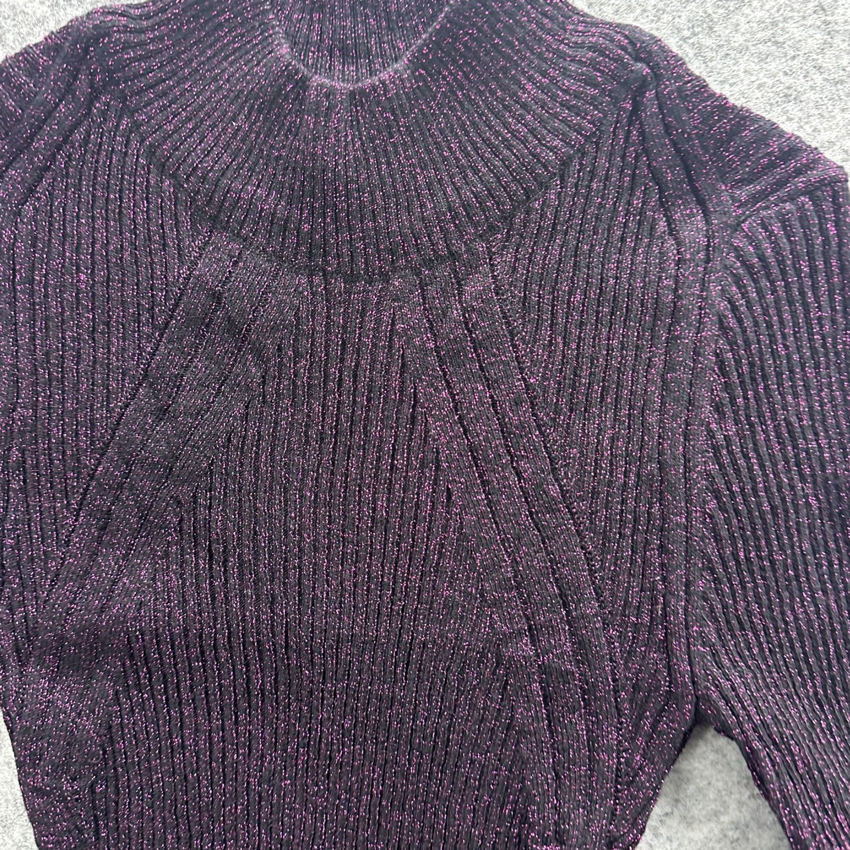 Topshop Topshop Sweater Womens XS UK 6 Metallic Knit Long Sleeve Mock Neck Shimmer Pullo Size XS / US 0-2 / IT 36-38 - 3 Thumbnail
