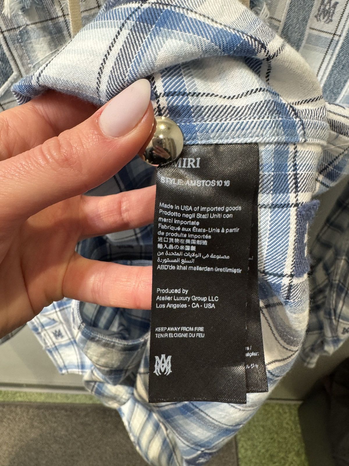 Amiri Last Size Amiri Off-White & Blue Hooded Logo Patch Overshirt Size US XL / EU 56 / 4 - 5 Thumbnail