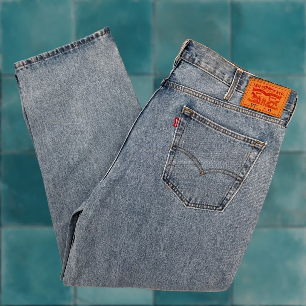 Denime Levi's 513 Jeans Mens 42x30 Light Wash Straight Fit Denim Pants Size US 42 / EU 58 - 1 Thumbnail