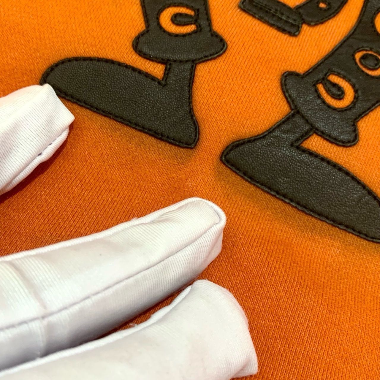 Hermes Hermès Orange Cotton Sweatshirt With Leather Robot Appliqué Size US L / EU 52-54 / 3 - 4 Thumbnail