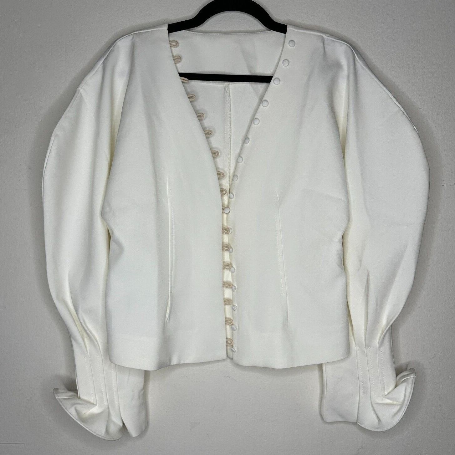 Other Cream VNeck Loop Button Balloon Pleated Cuff Sleeve Blouse M Size M / US 6-8 / IT 42-44 - 1 Thumbnail