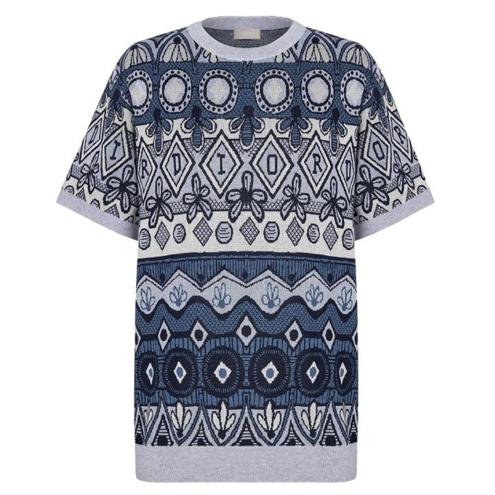 Dior Dior Shawn Stussy Floral Knit Blue Grey Black T-Shirt M Size US M / EU 48-50 / 2 - 1 Thumbnail