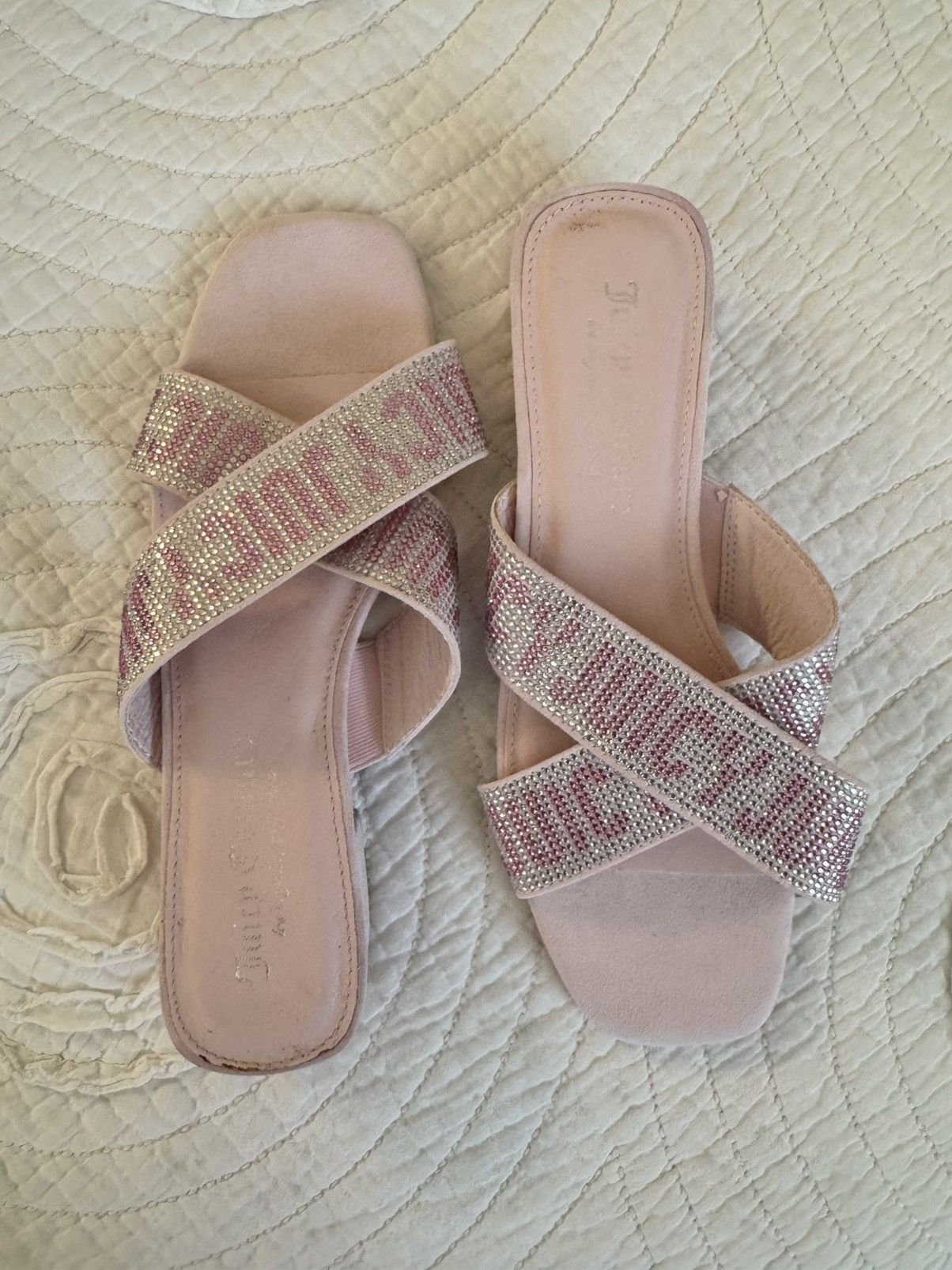 Juicy Couture Juicy Couture Zarie Pink Rhinestone Slide Sandals Size 7.5 Size US 7.5 / IT 37.5 - 3 Thumbnail