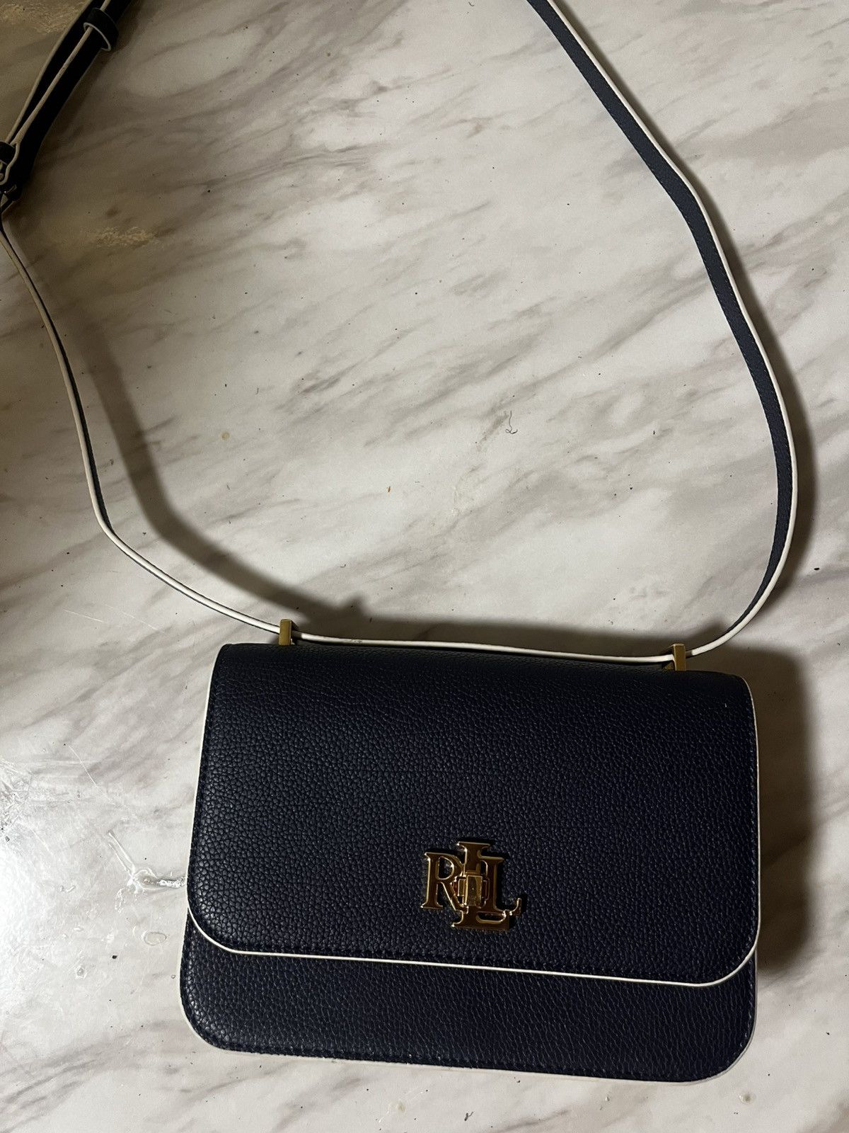 Lauren Ralph Lauren × Ralph Lauren Ralph Lauren Pebbled Leather Sophee Crossbody - Dark Blue Size ONE SIZE - 2 Thumbnail