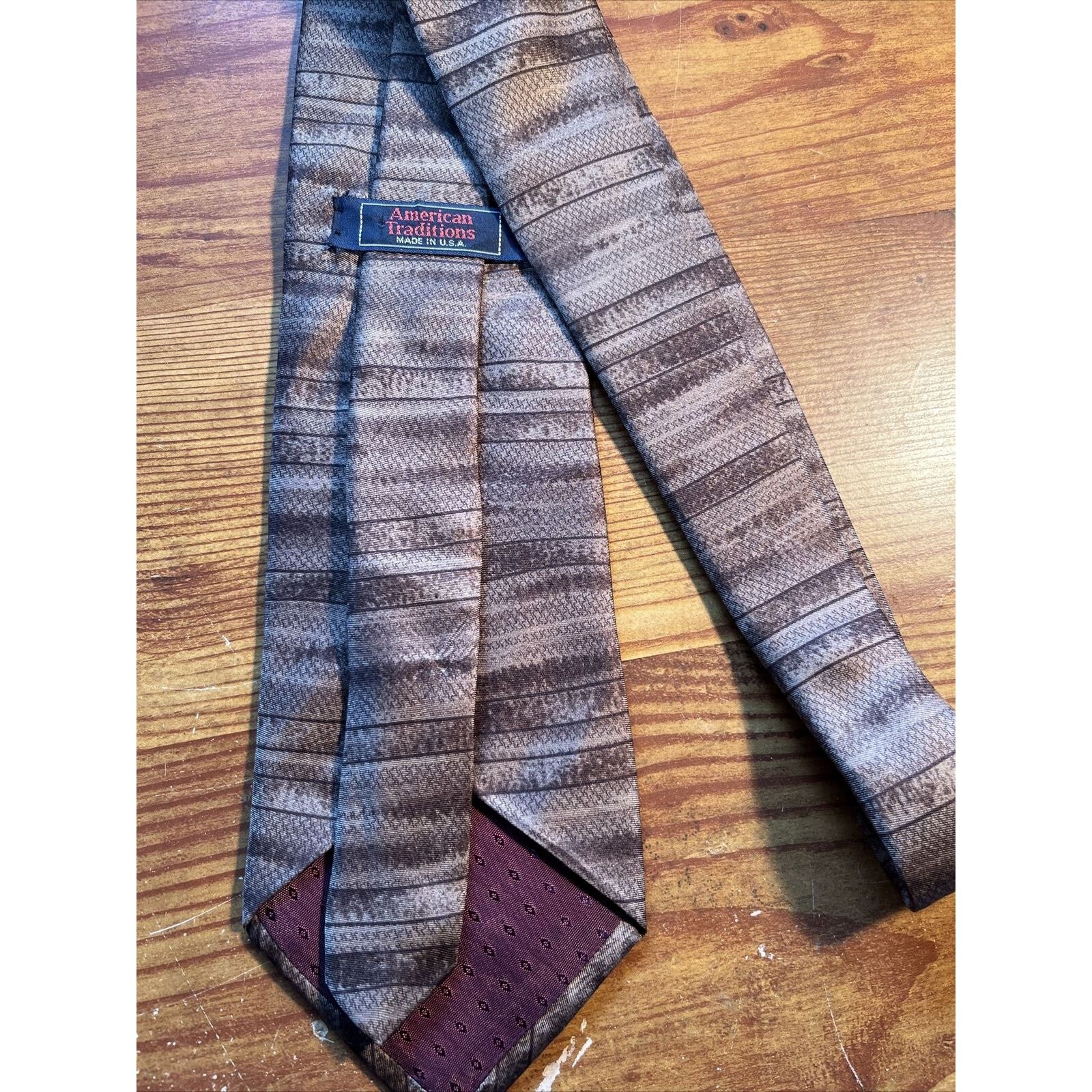 Other Men's Silk Neck Tie Classic Gray Brown American Traditions Size ONE SIZE - 2 Thumbnail