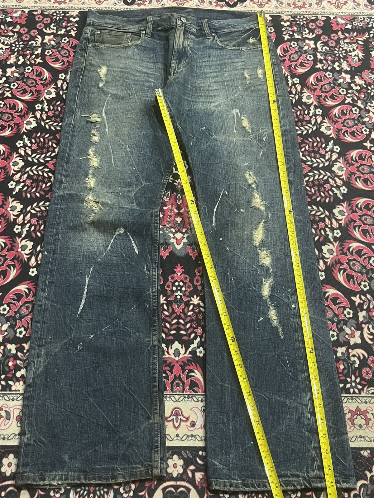 Tornado Mart Vintage Japanese Agate Distress Paint Splattered Flare Jeans Size US 34 / EU 50 - 9 Thumbnail