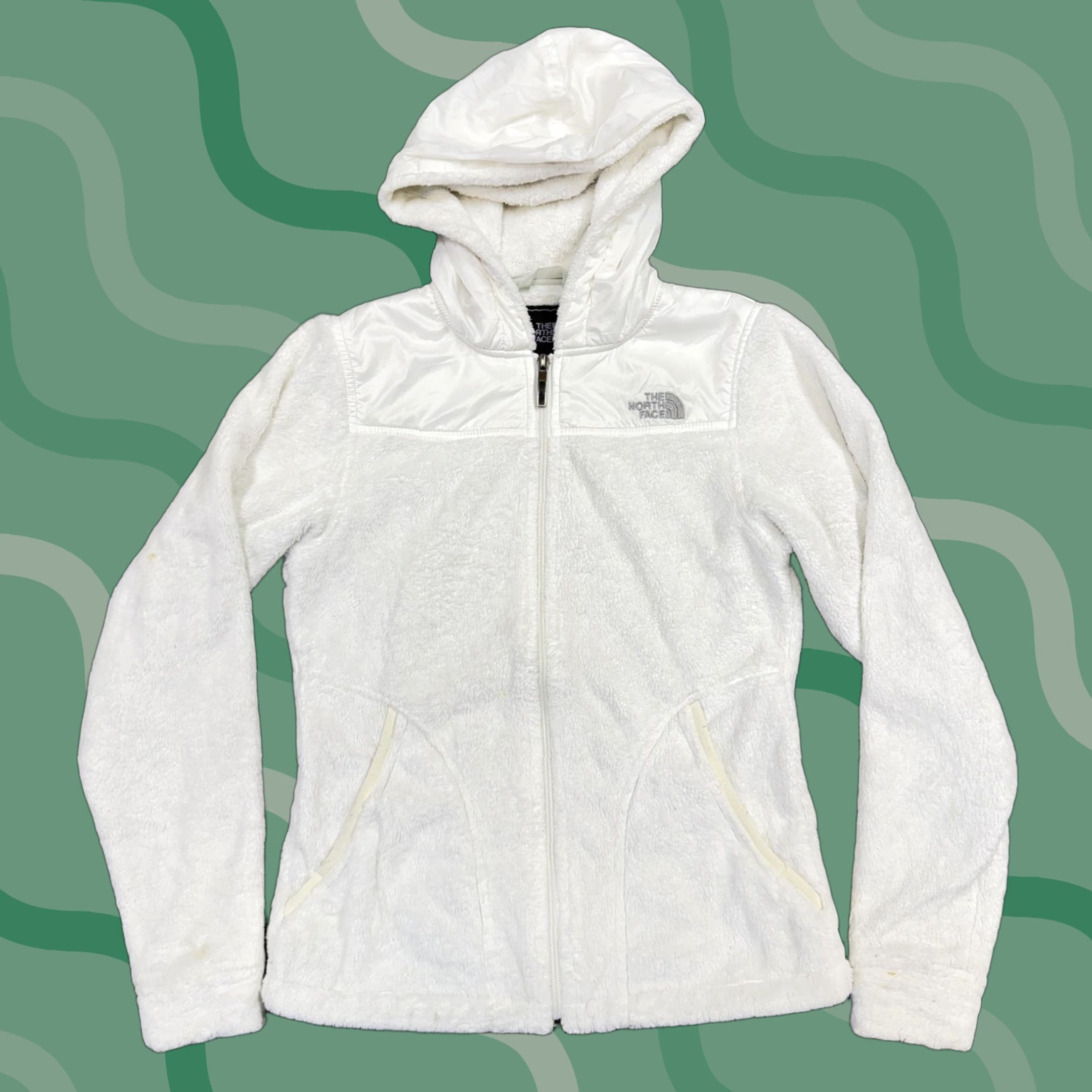 The North Face The North Face Jacket Womens XS White Fuzzy Fleece Hooded Full Zip Warm Cozy Size XS / US 0-2 / IT 36-38 - 1 Thumbnail