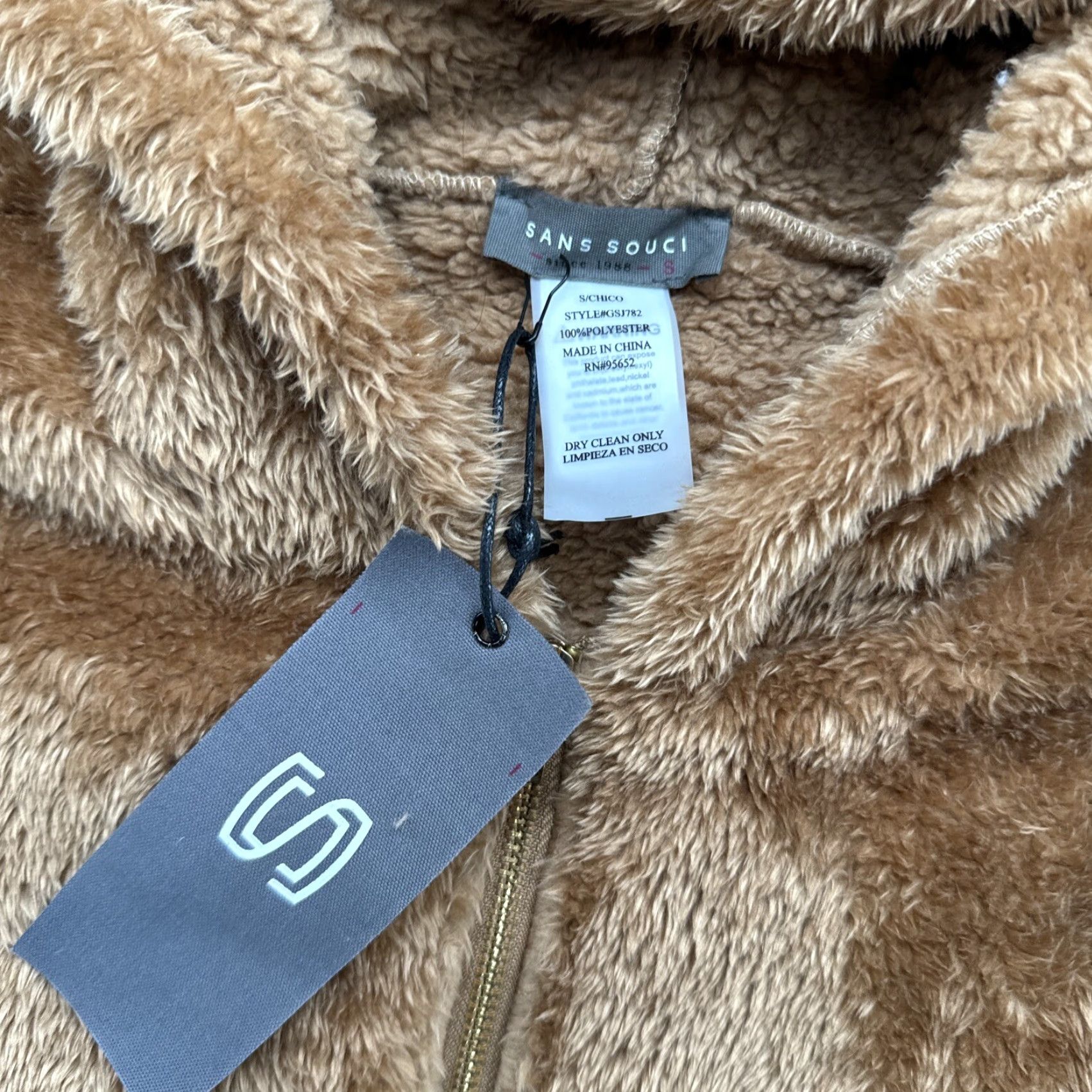 Vintage Sans Souci Brown Sherpa Full Zip Hoodie Sweatshirt Women’s Size Small NEW Size S / US 4 / IT 40 - 3 Thumbnail