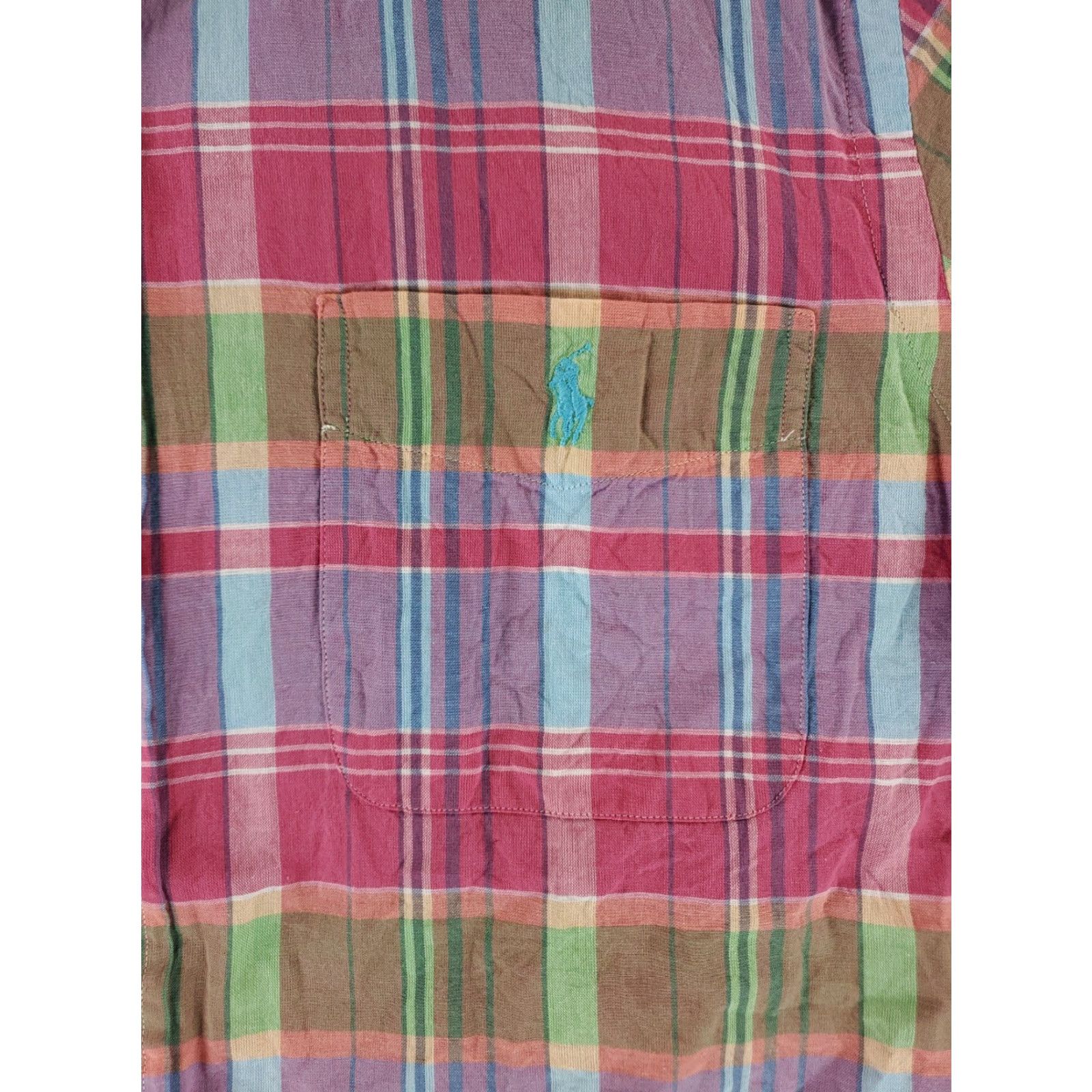 Ralph Lauren Ralph Lauren Shirt Button Down Madras Plaid Pastel Short Sleeve Mens M Multicolor Size US M / EU 48-50 / 2 - 2 Thumbnail