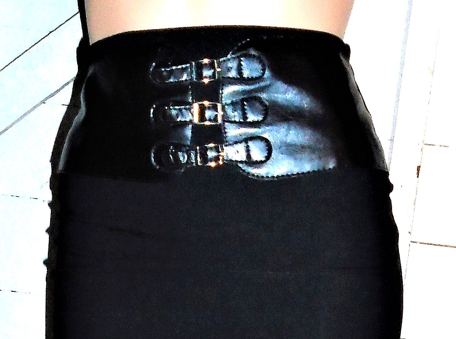 Other French Atmosphere Black 3 Buckled Pencil Skirt S Size 24" / US 00 / IT 34 - 2 Thumbnail