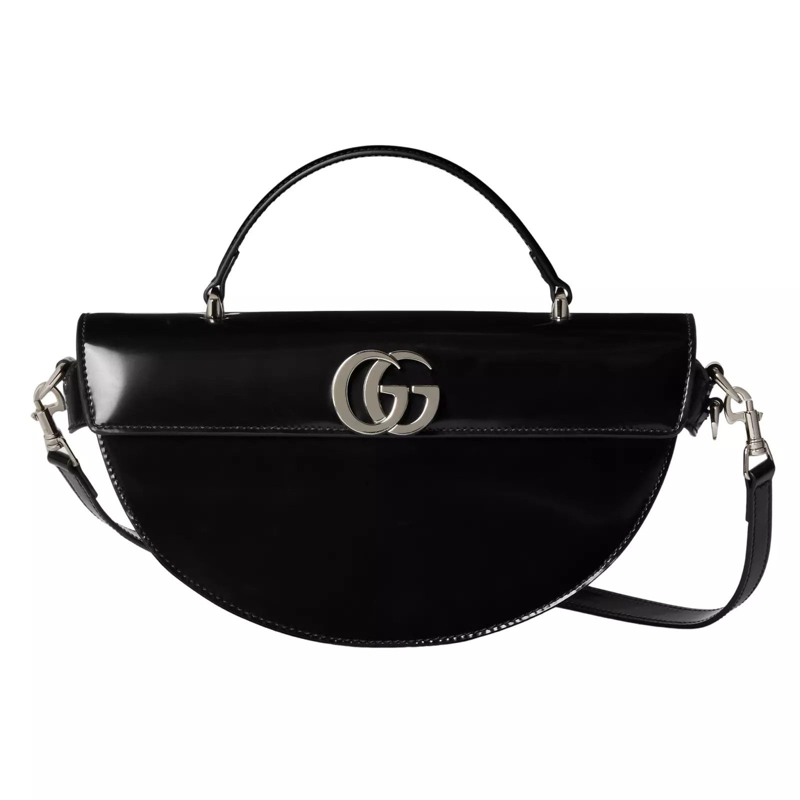 Gucci GUCCI Half-Moon Small Black Leather Top Handle New Auth Size ONE SIZE - 1 Thumbnail