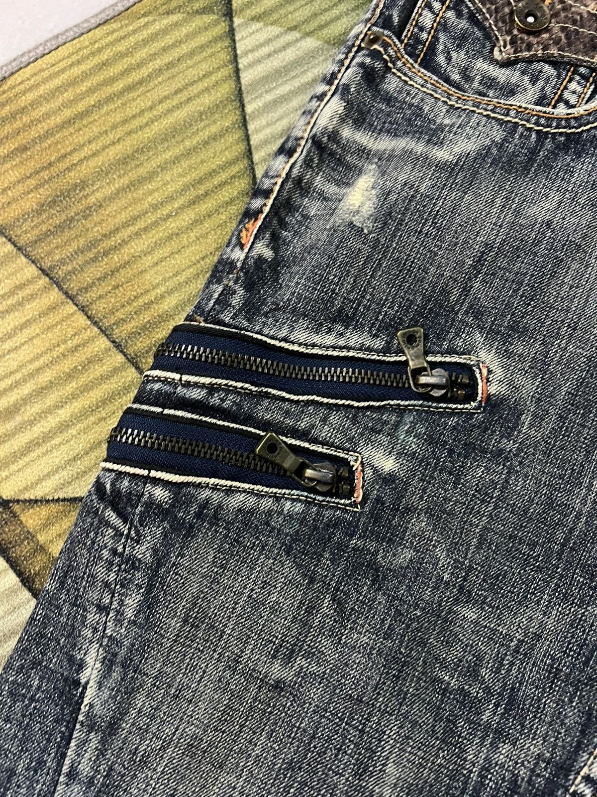 Japanese Brand 💥Flare💥Semantic Design Snake Skin Twist Leg Distress Jean Size US 32 / EU 48 - 12 Thumbnail