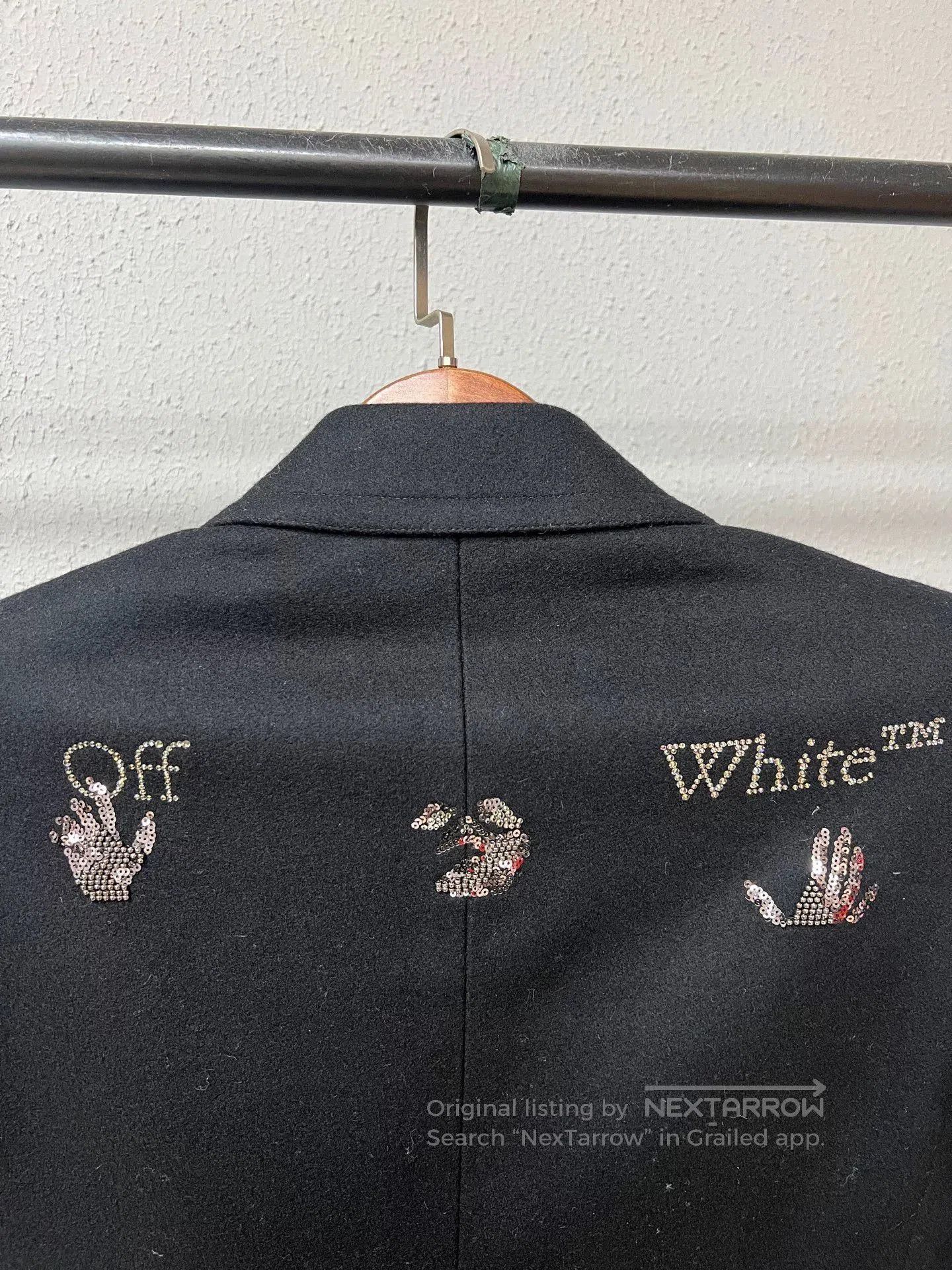 Off-White Off-white Rhinestone Wool Coat. Size S / US 4 / IT 40 - 4 Thumbnail