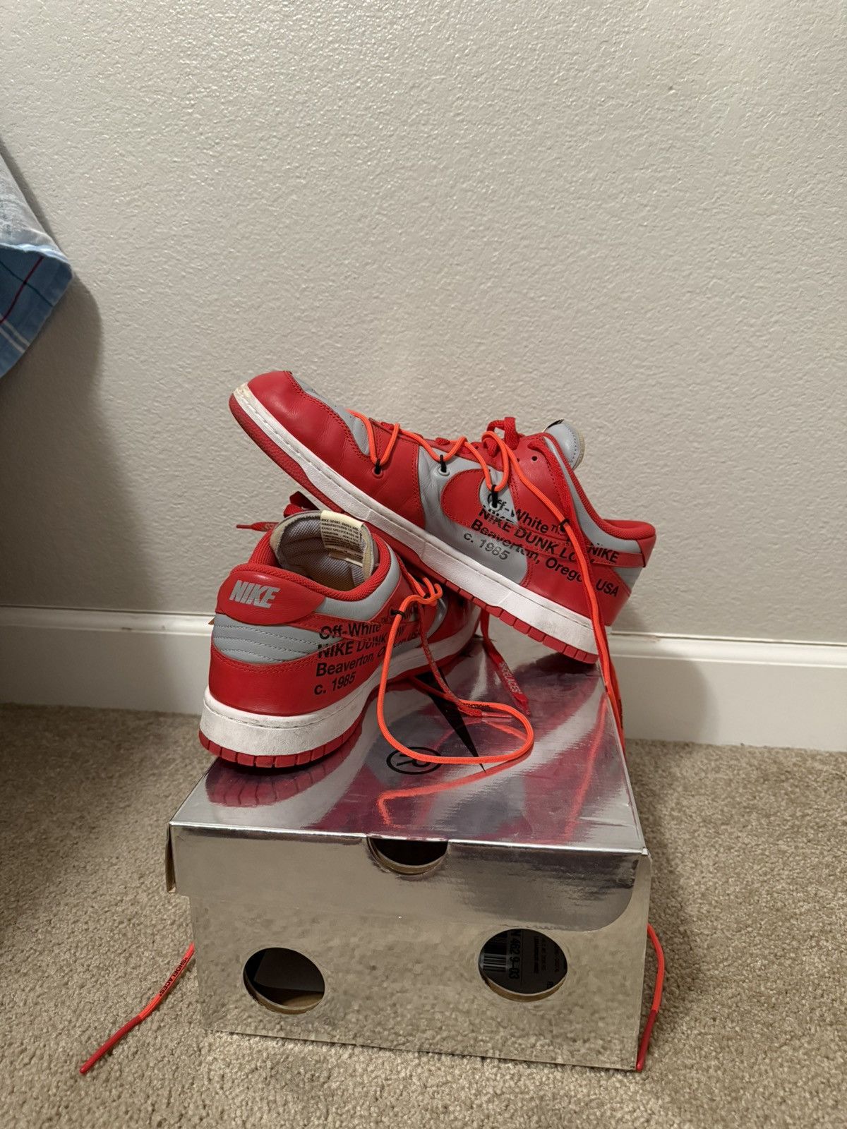 Nike × Off-White Off White Dunk Red/Grey Size US 14 / EU 47 - 2 Thumbnail