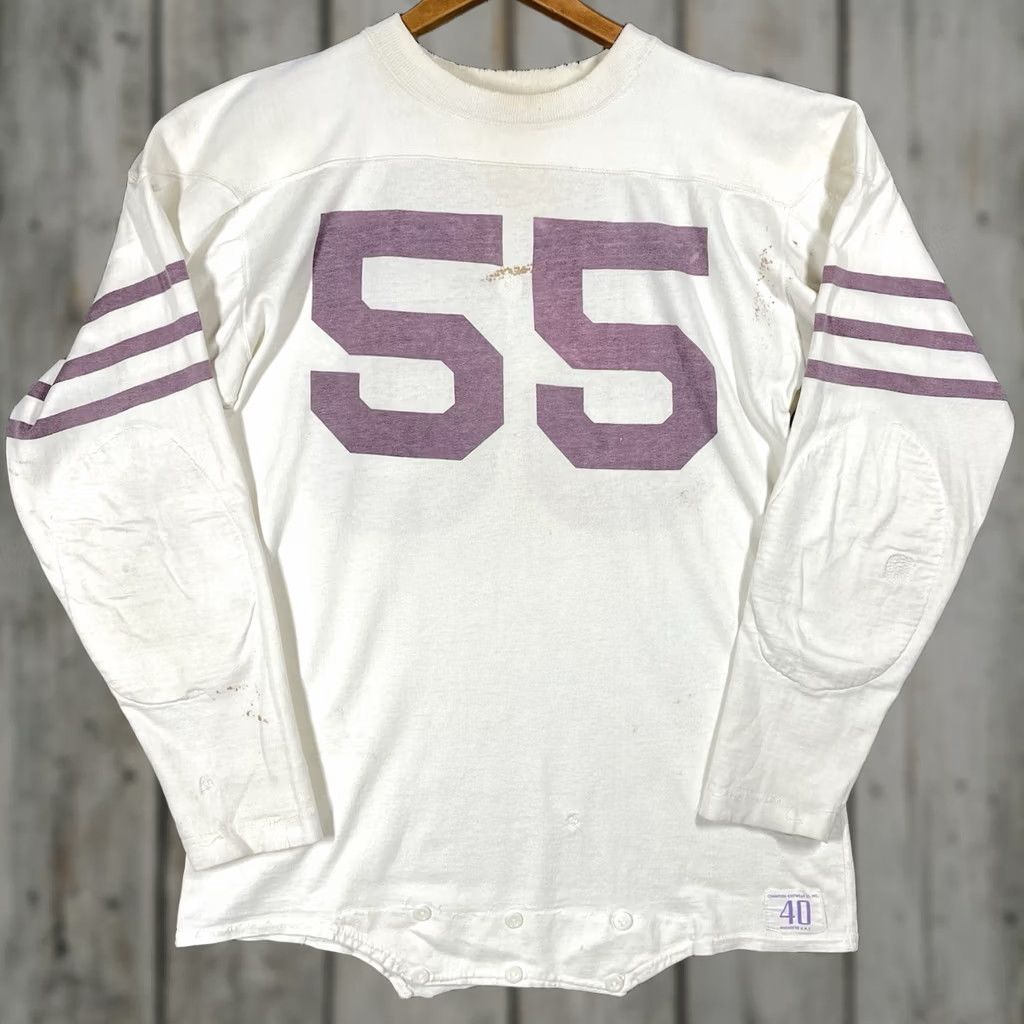 Champion VINTAGE Champion Football Jersey Mens Size M Cotton T Shirt 1940s White Shirt Men Football Jersey Championship 1940s Vintage Size US M / EU 48-50 / 2 - 1 Thumbnail
