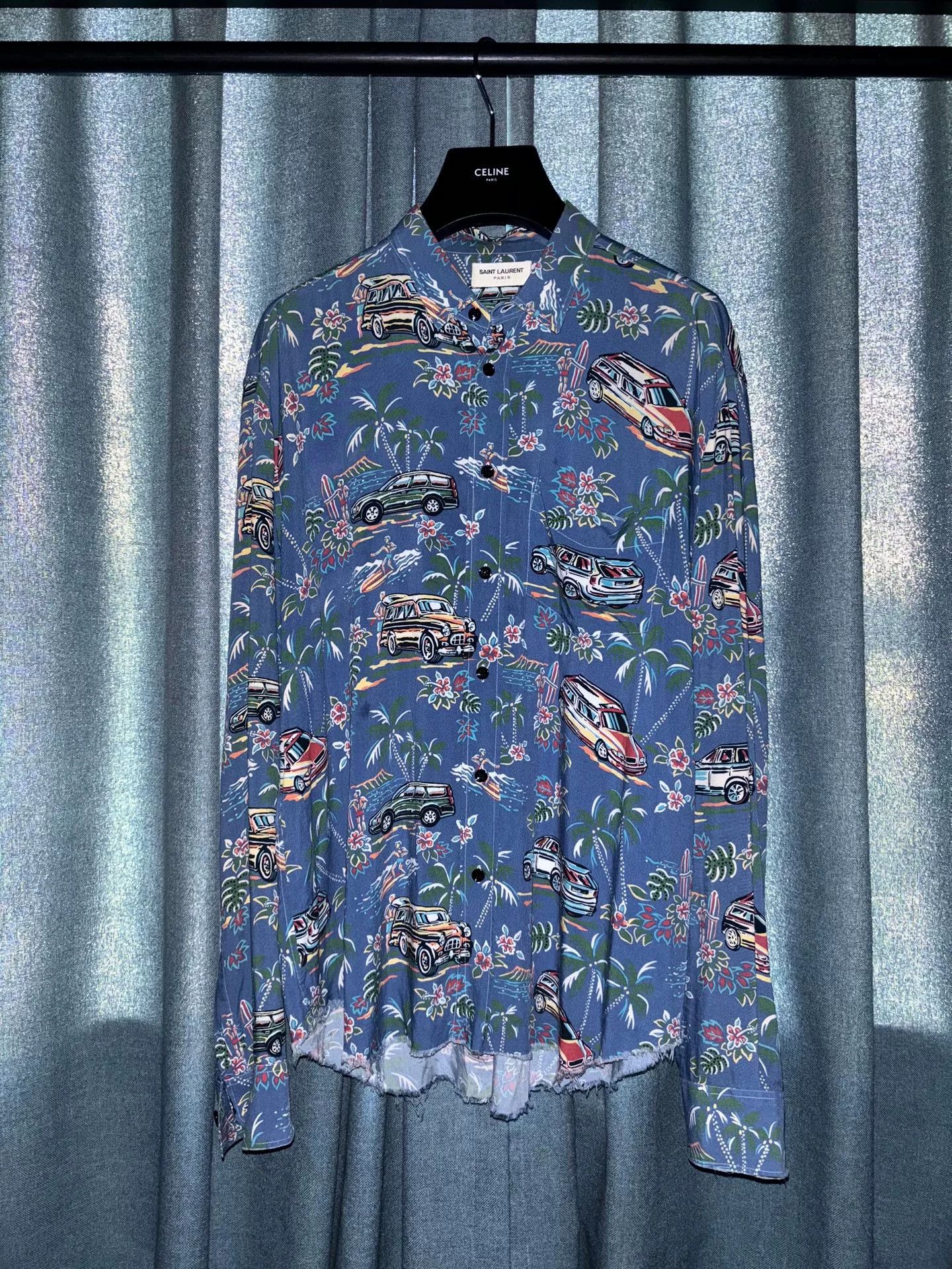 Saint Laurent Paris Saint Laurent Hawaiian Print Button-Up Shirt Size US L / EU 52-54 / 3 - 1 Thumbnail