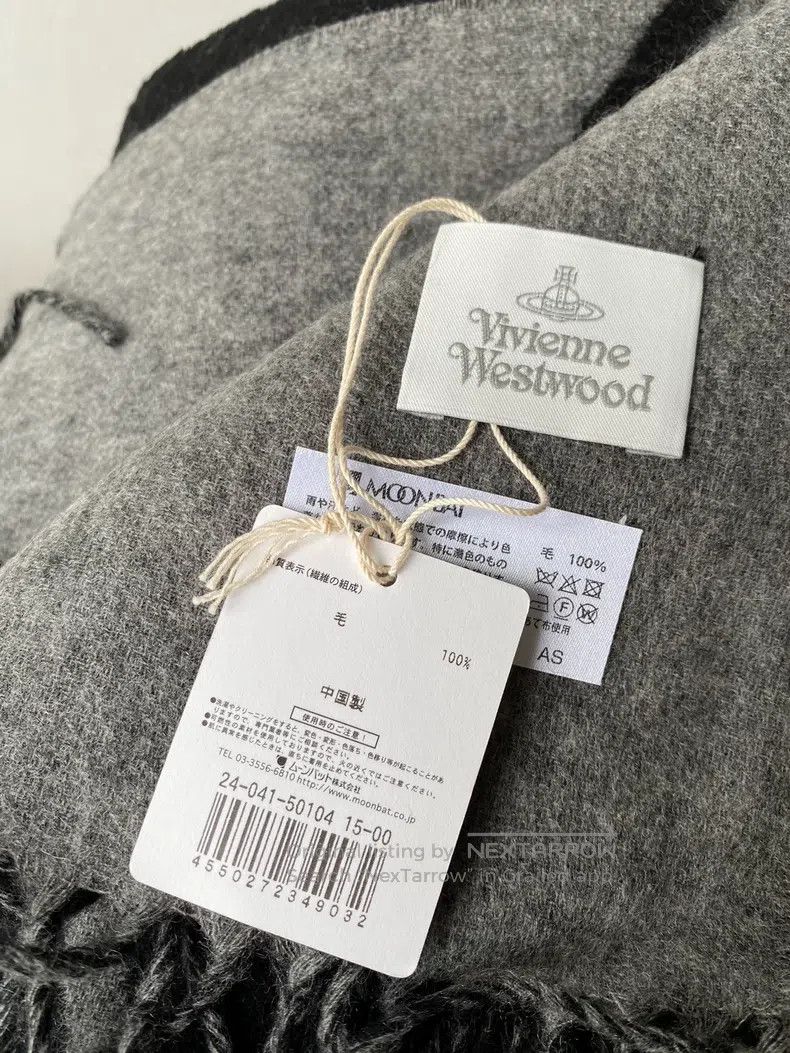 Vivienne Westwood Vivienne Westwood Saturn pattern fringed wool scarf Size ONE SIZE - 4 Thumbnail