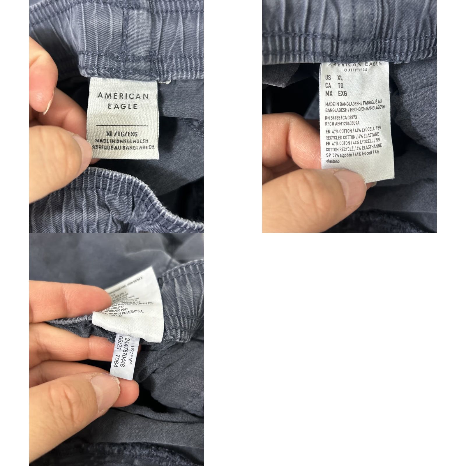 American Eagle Outfitters American Eagle Mens XL Navy Blue Shorts Cotton Blend Drawstring 38x7 Elastic Size US 36 / EU 52 - 9 Thumbnail