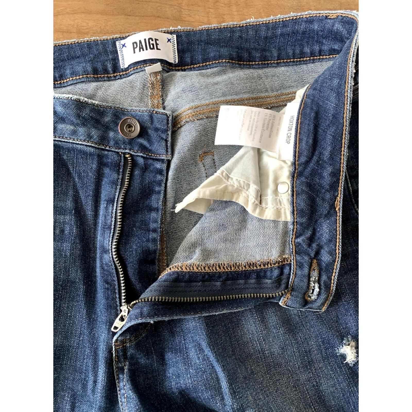 Paige Paige Jeans Womens Crop Denim Slim Distressed High Rise 30 Blue Pants 5-Pocket Neckt Logo USA Vintage No Size 30" / US 8 / IT 44 - 5 Thumbnail