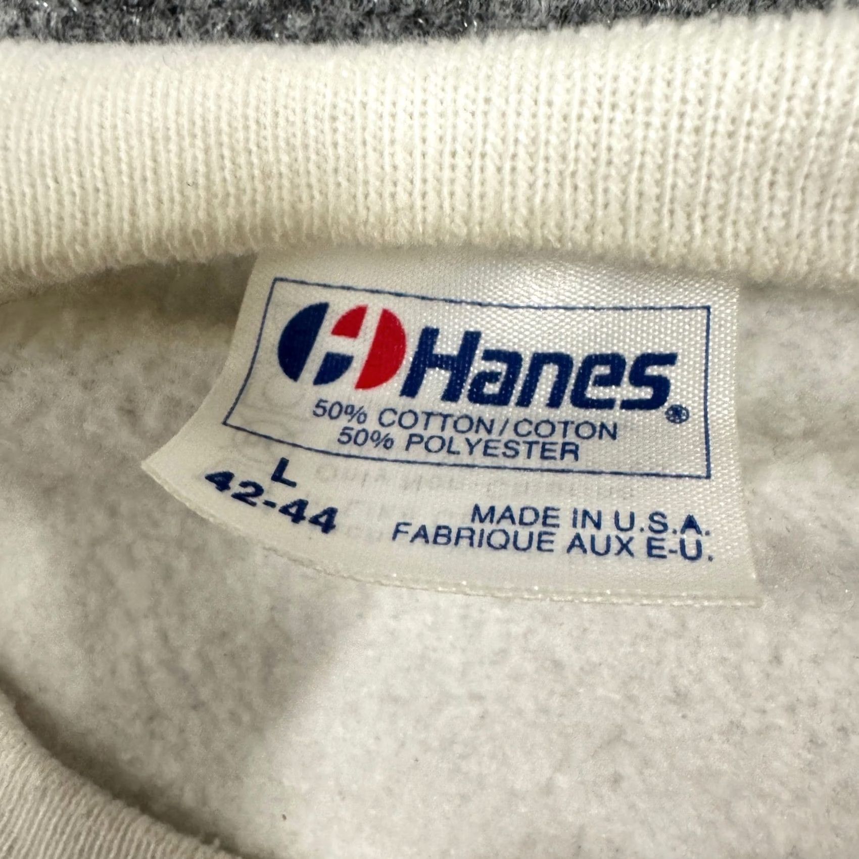 Hanes VTG Hanes Sweatshirt Men Large White Cotton Blend Pullover Distressed Hair Cover Beautiful Head With Hair FX Size US L / EU 52-54 / 3 - 2 Thumbnail