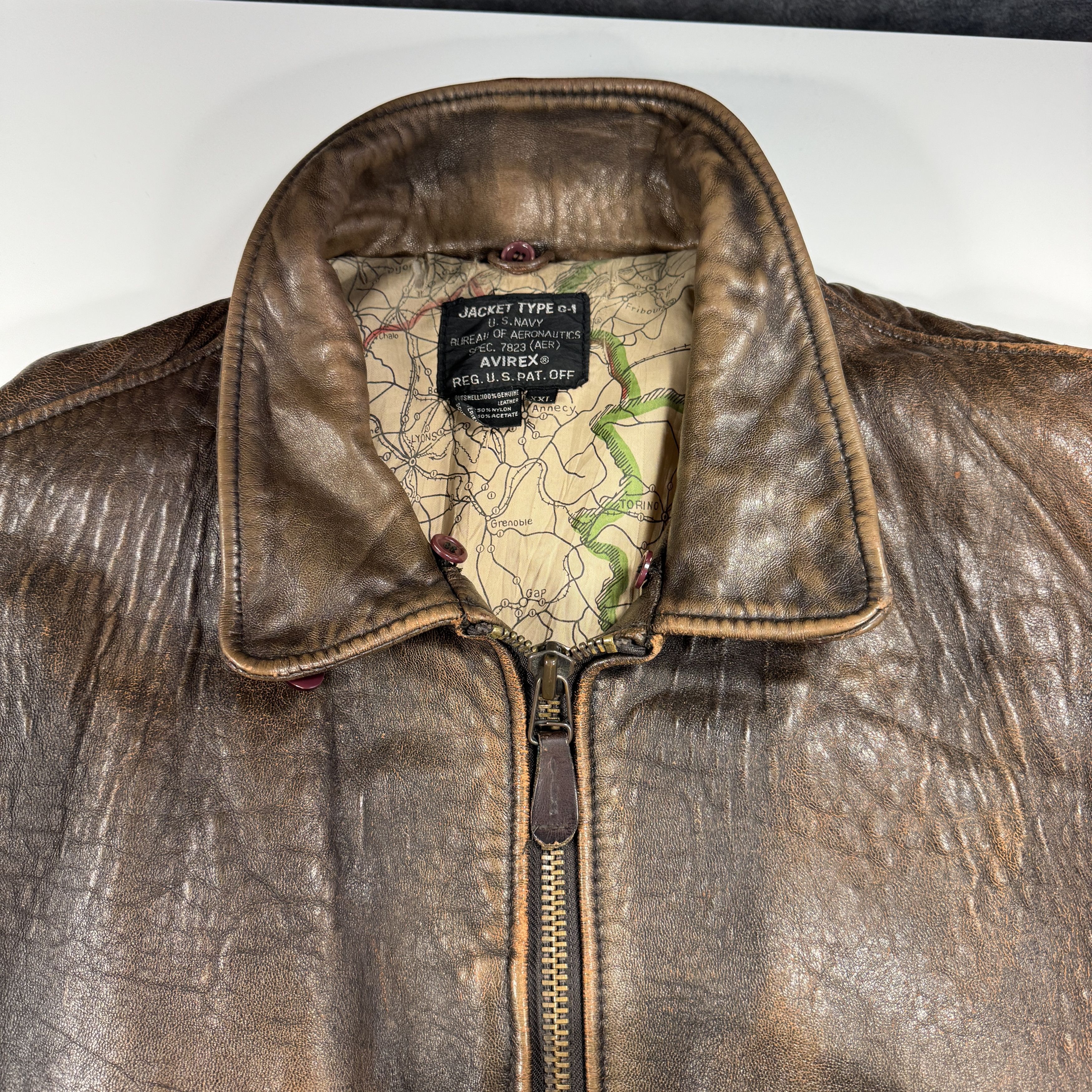 Avirex Avirex type G-1 US Navy Leather Jacket Size US XL / EU 56 / 4 - 10 Thumbnail