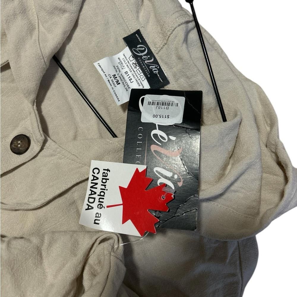 Designer BNWT Beige Hooded Linen Button-Up Jacket - Size M Size M / US 6-8 / IT 42-44 - 3 Thumbnail
