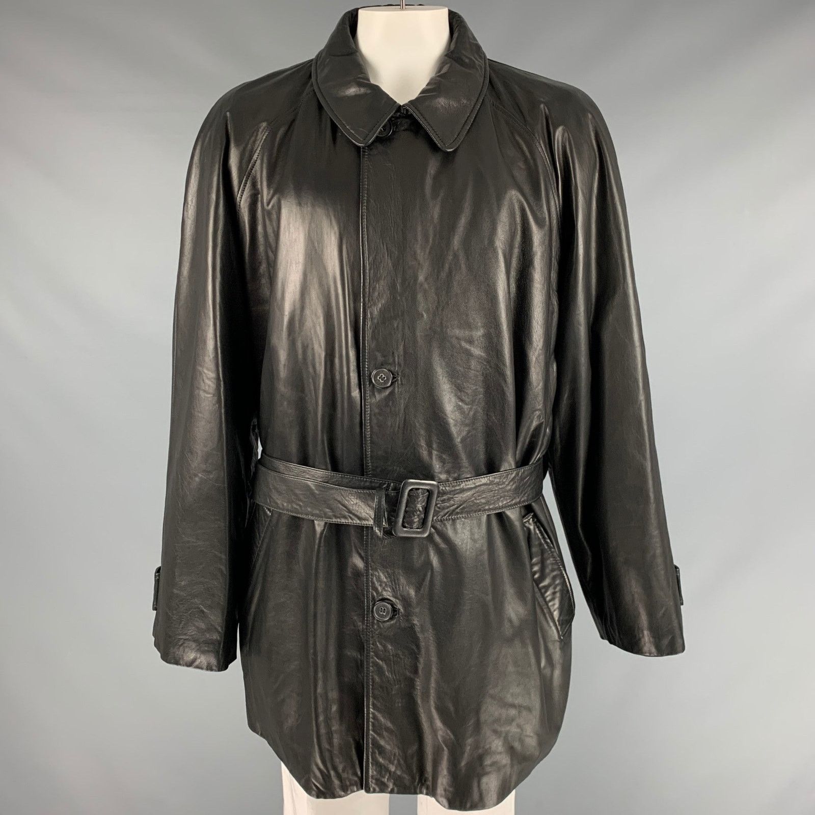 Bally BALLY Size 48 Black Leather Zip Buttons Coat Size US XXL / EU 58 / 5 - 1 Thumbnail