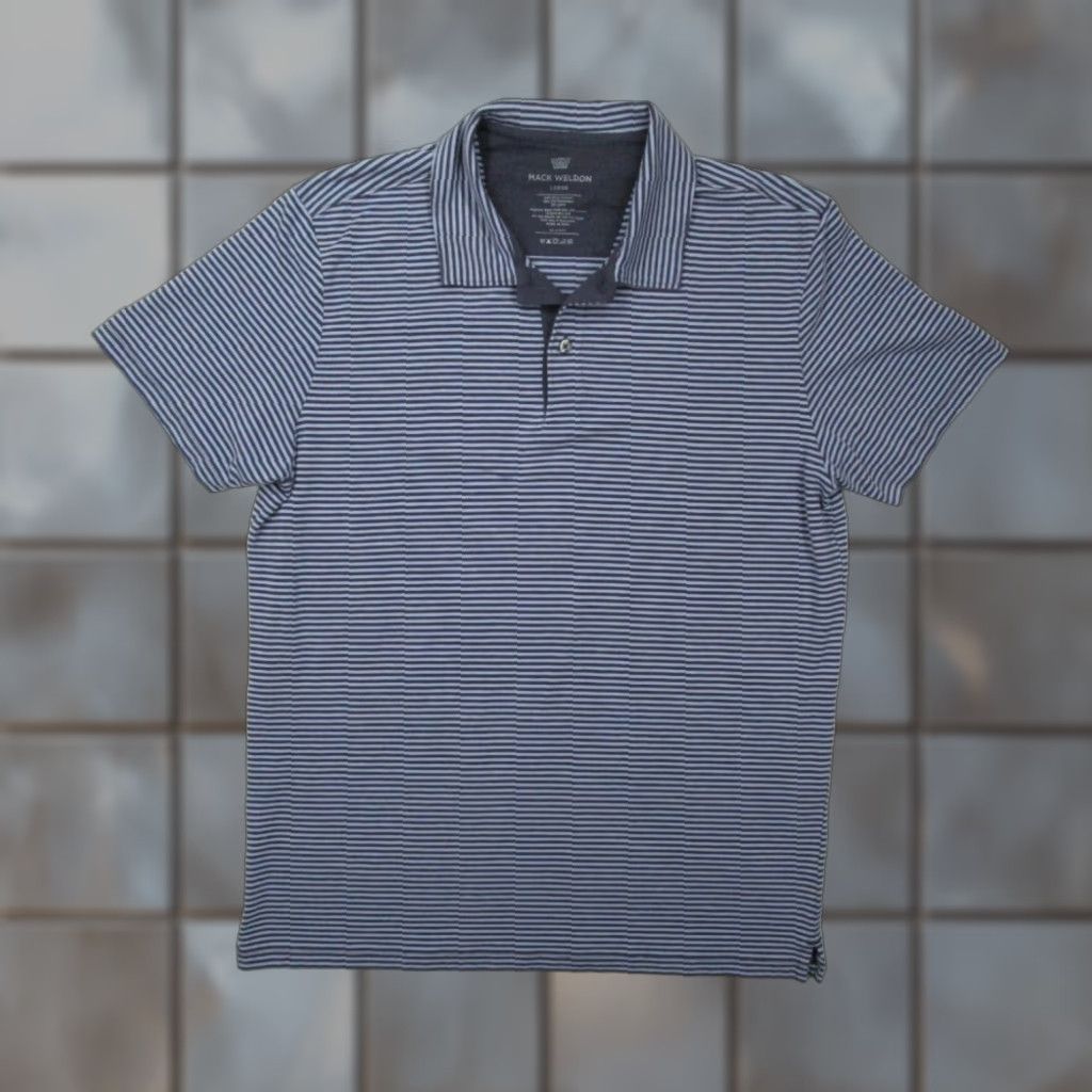 Vintage Mack Weldon Men's Large Blue Striped Polo Shirt Golf Casual Size US L / EU 52-54 / 3 - 1 Thumbnail
