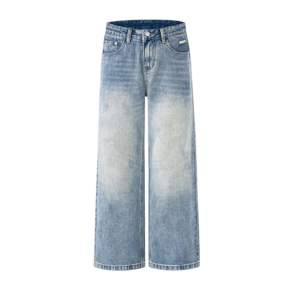 Jean Retro men's loose casual distressed washed gradient jeans Size US 32 / EU 48 - 1 Thumbnail