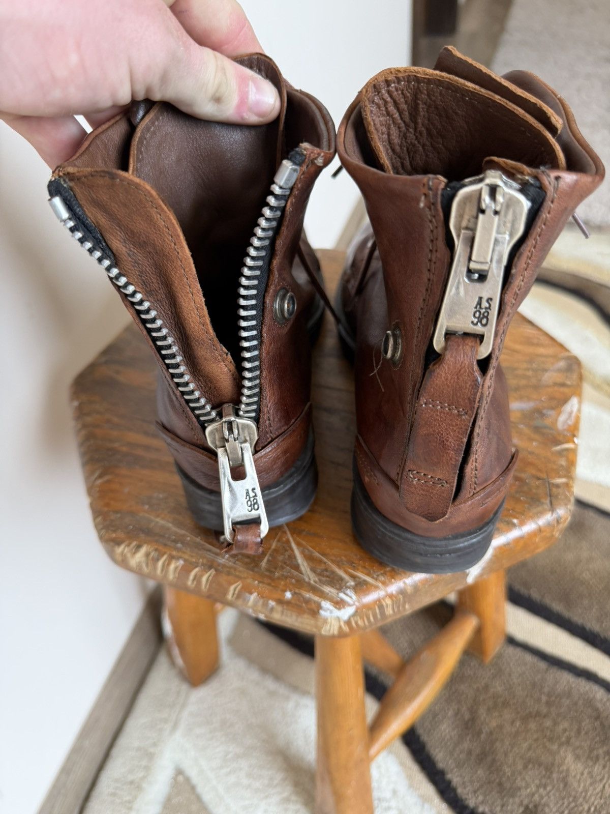 A.S.98 A.S.98 AirStep Guidi Vibe Ankle-Zip Vestern Leather Boots Size US 5.5 / EU 38 - 9 Thumbnail