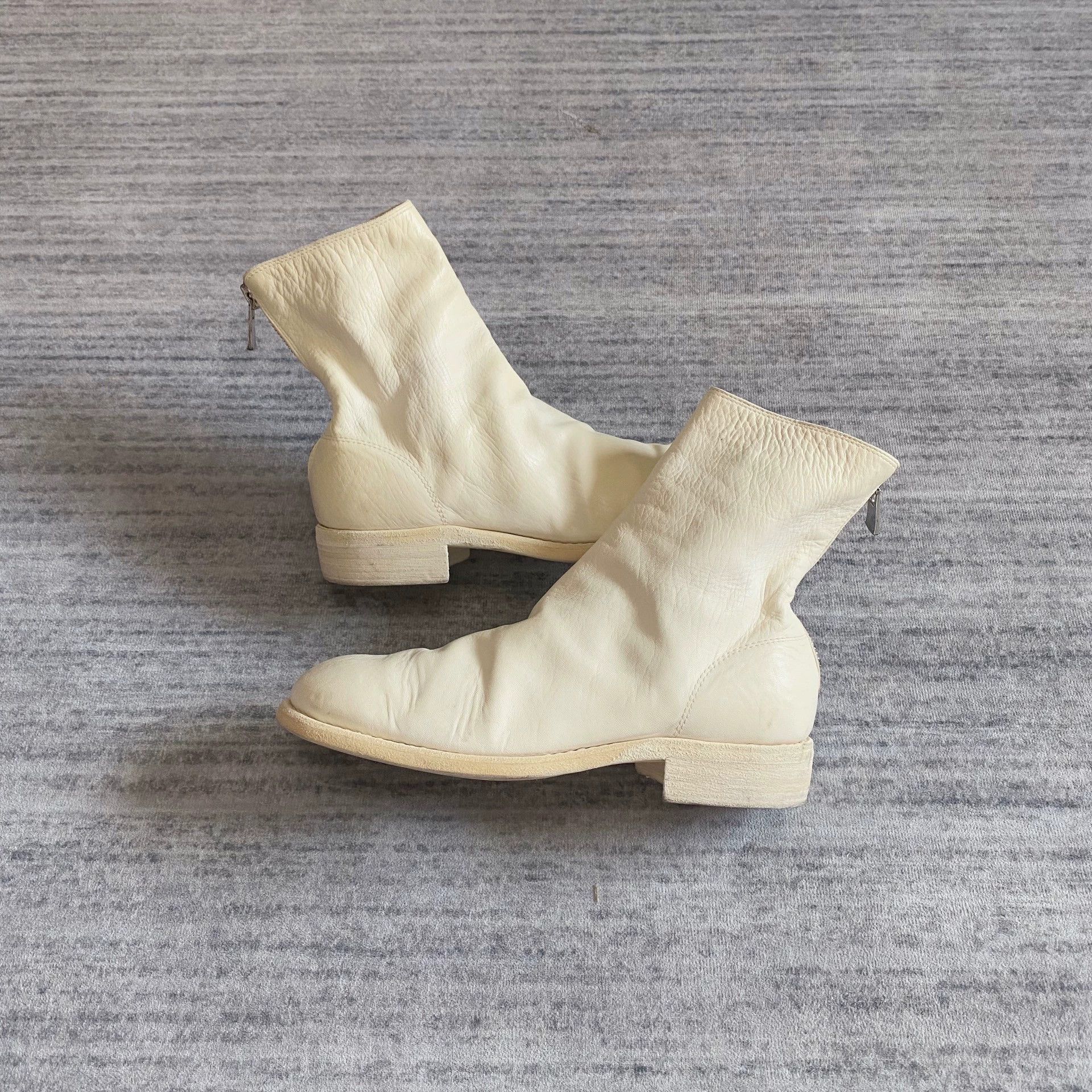 Guidi Guidi White 986 Horsehide Back Zip Low Heel Boots 37.5 9.0/10 Size US 7 / IT 37 - 4 Thumbnail